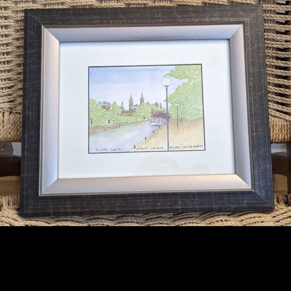 Signed Watercolor Painting of Ottawa Rideau Canal - Picture 4 of 5